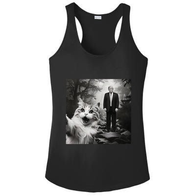 Funny Surprised Scared Cat Selfie With D.Trump Ladies PosiCharge Competitor Racerback Tank