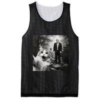Funny Surprised Scared Cat Selfie With D.Trump Mesh Reversible Basketball Jersey Tank