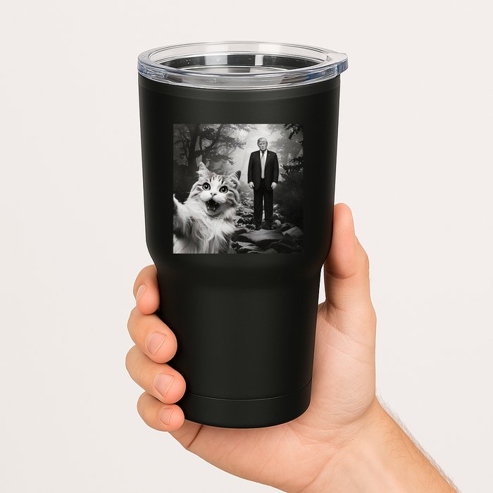 Funny Surprised Scared Cat Selfie With D.Trump Tumbler