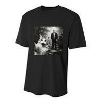 Funny Surprised Scared Cat Selfie With D.Trump Youth Performance Sprint T-Shirt