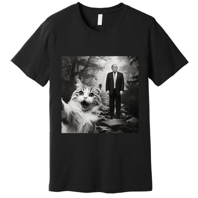 Funny Surprised Scared Cat Selfie With D.Trump Premium T-Shirt