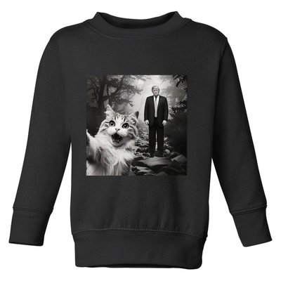 Funny Surprised Scared Cat Selfie With D.Trump Toddler Sweatshirt