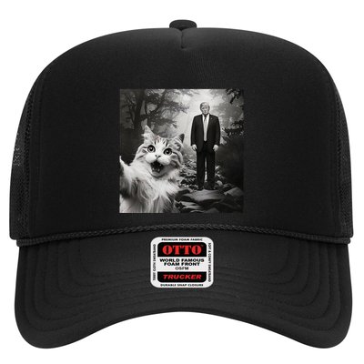 Funny Surprised Scared Cat Selfie With D.Trump Trucker Hat
