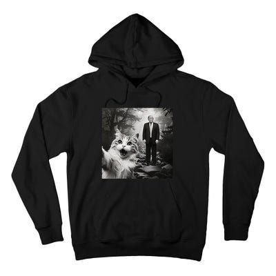 Funny Surprised Scared Cat Selfie With D.Trump Tall Hoodie