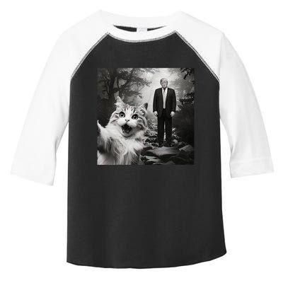 Funny Surprised Scared Cat Selfie With D.Trump Toddler Fine Jersey T-Shirt