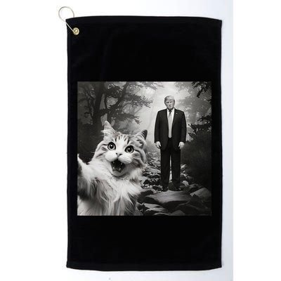 Funny Surprised Scared Cat Selfie With D.Trump Golf Towel