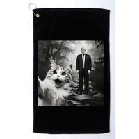 Funny Surprised Scared Cat Selfie With D.Trump Golf Towel