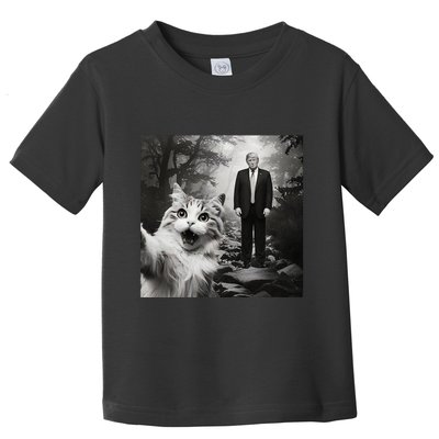 Funny Surprised Scared Cat Selfie With D.Trump Toddler T-Shirt