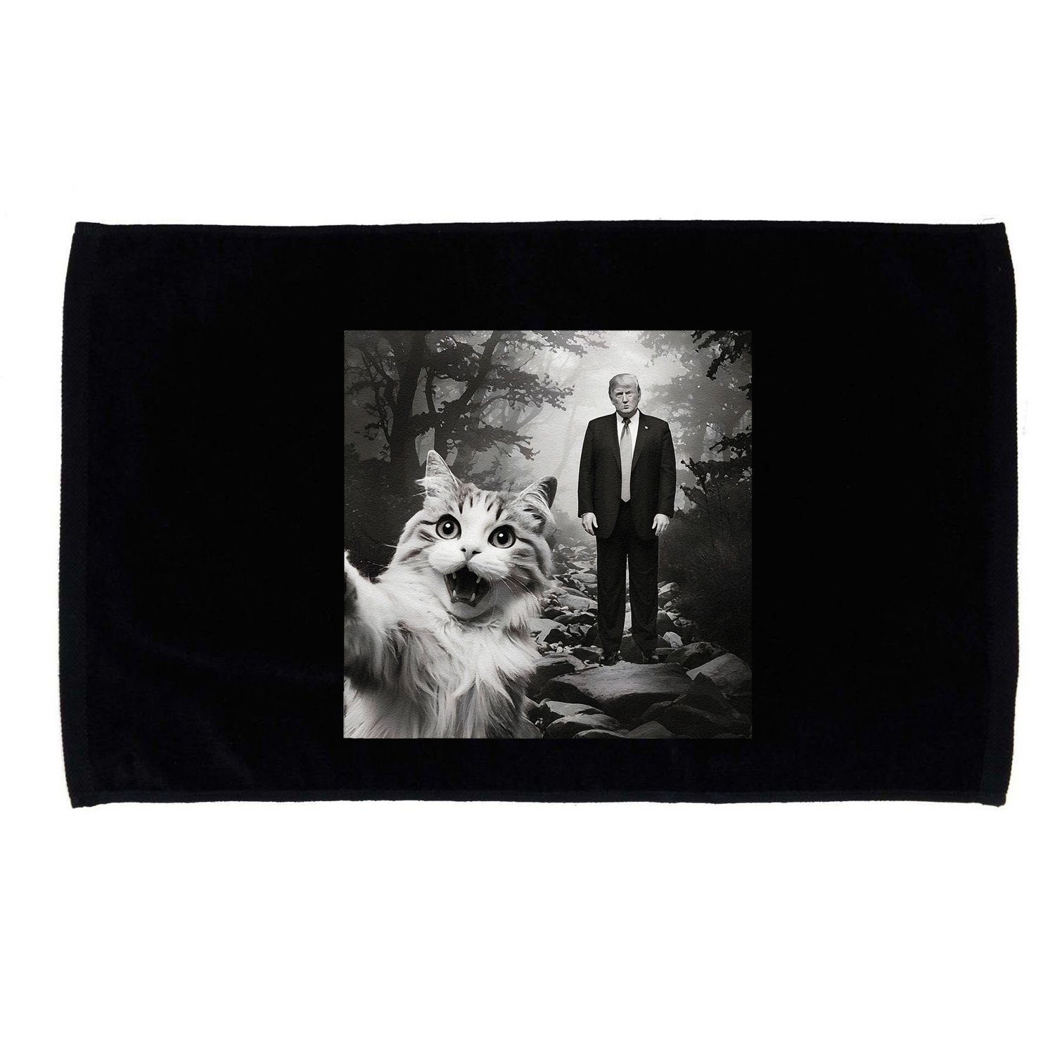 Funny Surprised Scared Cat Selfie With D.Trump Microfiber Hand Towel