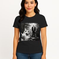 Funny Surprised Scared Cat Selfie With D.Trump Womens T-Shirt