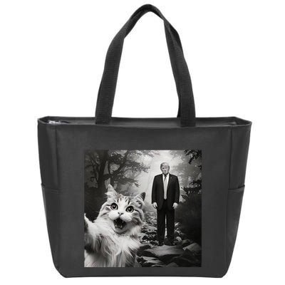 Funny Surprised Scared Cat Selfie With D.Trump Zip Tote Bag