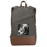 Funny Surprised Scared Cat Selfie With D.Trump Cotton Canvas Backpack