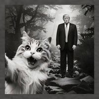 Funny Surprised Scared Cat Selfie With D.Trump Vector Backpack