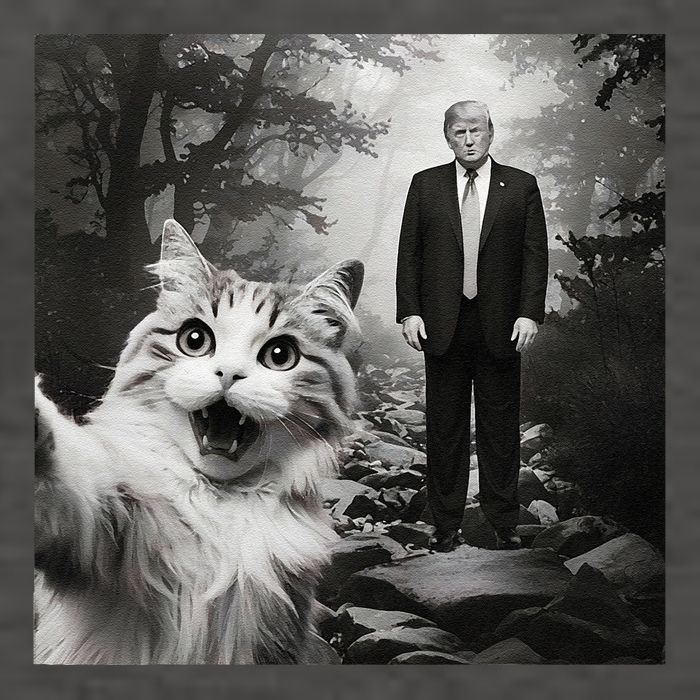 Funny Surprised Scared Cat Selfie With D.Trump Vector Backpack