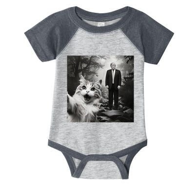Funny Surprised Scared Cat Selfie With D.Trump Infant Baby Jersey Bodysuit