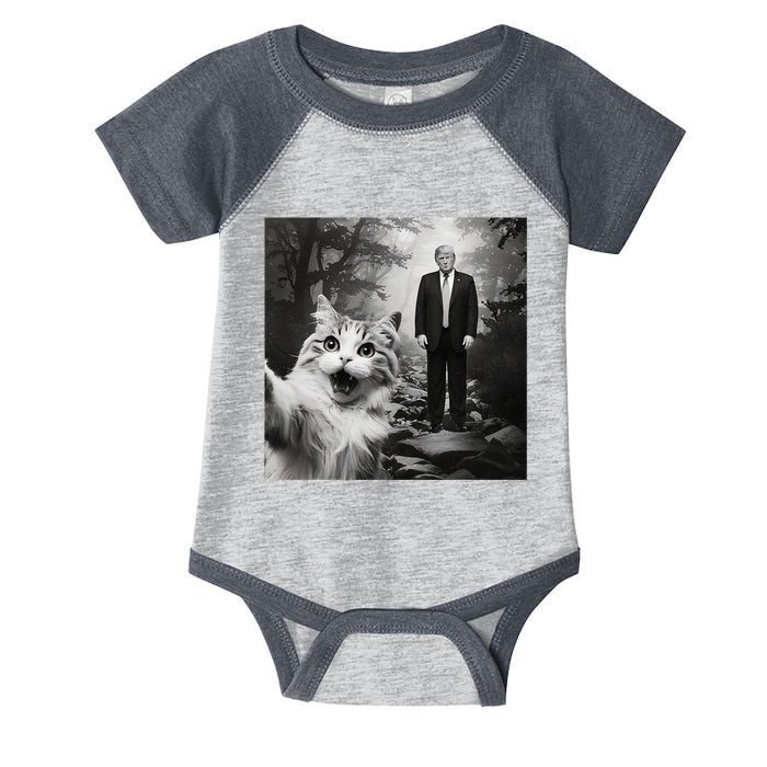 Funny Surprised Scared Cat Selfie With D.Trump Infant Baby Jersey Bodysuit