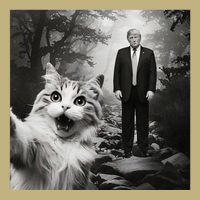 Funny Surprised Scared Cat Selfie With D.Trump Performance Shirt