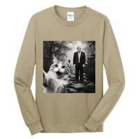 Funny Surprised Scared Cat Selfie With D.Trump Tall Long Sleeve T-Shirt