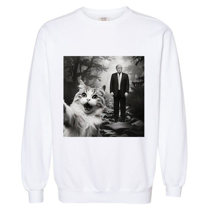 Funny Surprised Scared Cat Selfie With D.Trump Garment-Dyed Sweatshirt