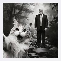 Funny Surprised Scared Cat Selfie With D.Trump Garment-Dyed Sweatshirt
