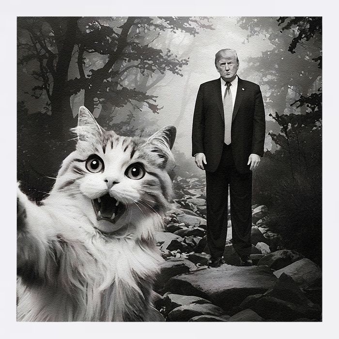 Funny Surprised Scared Cat Selfie With D.Trump Garment-Dyed Sweatshirt