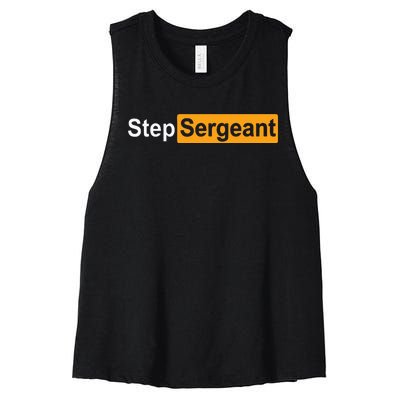 Funny Step Sergeant Women's Racerback Cropped Tank