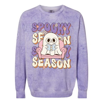 Funny Saying Spooky Season Halloween Ghost Teacher Colorblast Crewneck Sweatshirt