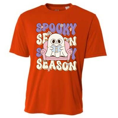 Funny Saying Spooky Season Halloween Ghost Teacher Cooling Performance Crew T-Shirt