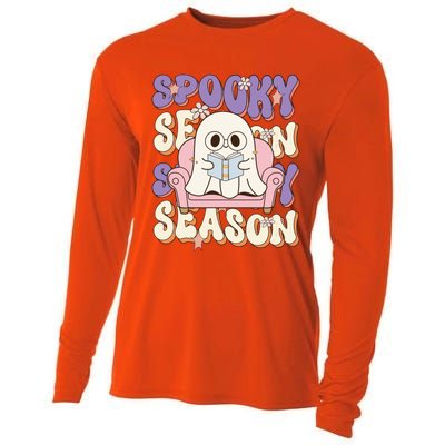 Funny Saying Spooky Season Halloween Ghost Teacher Cooling Performance Long Sleeve Crew