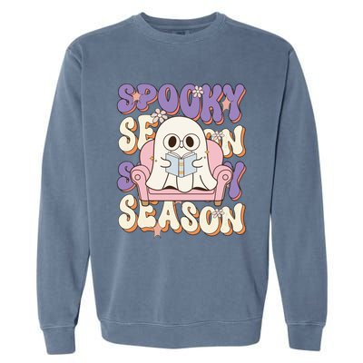 Funny Saying Spooky Season Halloween Ghost Teacher Garment-Dyed Sweatshirt