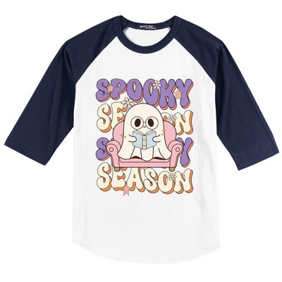 Funny Saying Spooky Season Halloween Ghost Teacher Baseball Sleeve Shirt