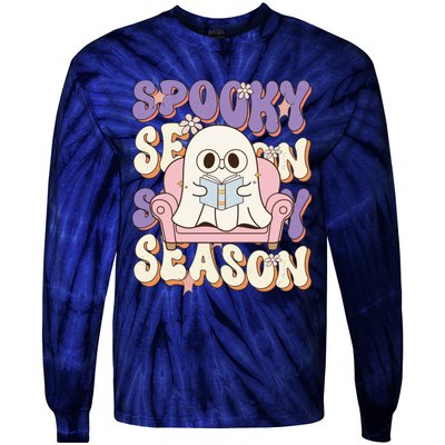 Funny Saying Spooky Season Halloween Ghost Teacher Tie-Dye Long Sleeve Shirt