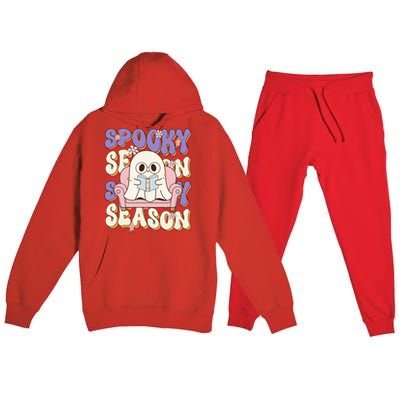 Funny Saying Spooky Season Halloween Ghost Teacher Premium Hooded Sweatsuit Set