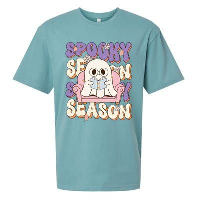 Funny Saying Spooky Season Halloween Ghost Teacher Sueded Cloud Jersey T-Shirt