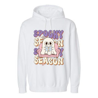 Funny Saying Spooky Season Halloween Ghost Teacher Garment-Dyed Fleece Hoodie