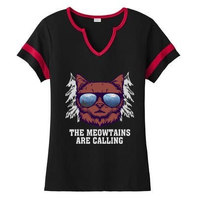 Funny Saying Ski Lover Mountain Skier And Cats Ladies Halftime Notch Neck Tee