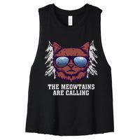 Funny Saying Ski Lover Mountain Skier And Cats Women's Racerback Cropped Tank