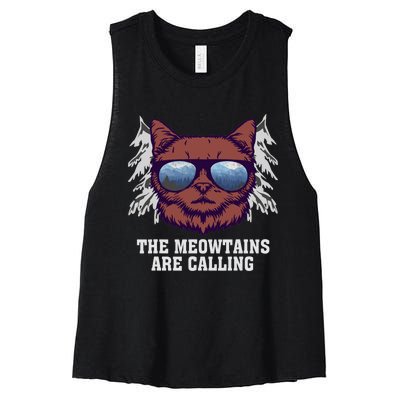 Funny Saying Ski Lover Mountain Skier And Cats Women's Racerback Cropped Tank