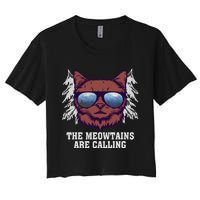 Funny Saying Ski Lover Mountain Skier And Cats Women's Crop Top Tee