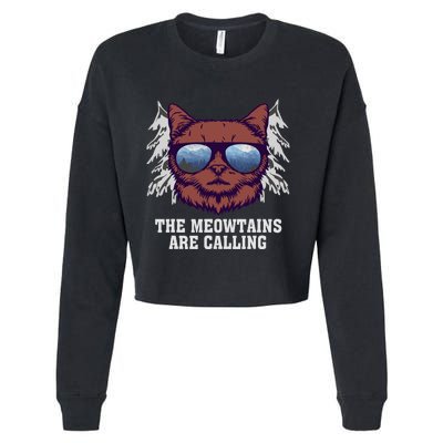 Funny Saying Ski Lover Mountain Skier And Cats Cropped Pullover Crew