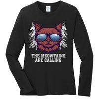 Funny Saying Ski Lover Mountain Skier And Cats Ladies Long Sleeve Shirt