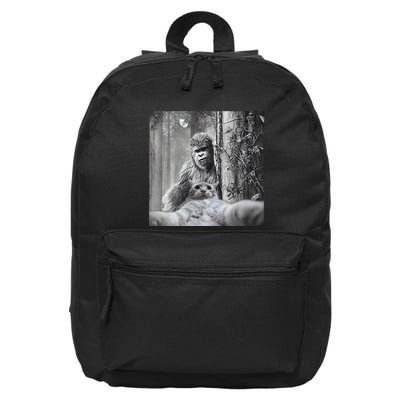 Funny Surprised Scared Cat Sasquatch Selfie Bigfoot 16 in Basic Backpack