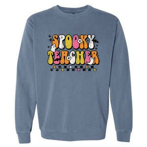 Funny Spooky Season Retro Spooky Teacher Halloween Costume Day Garment-Dyed Sweatshirt