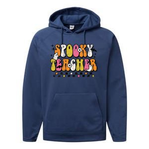 Funny Spooky Season Retro Spooky Teacher Halloween Costume Day Performance Fleece Hoodie