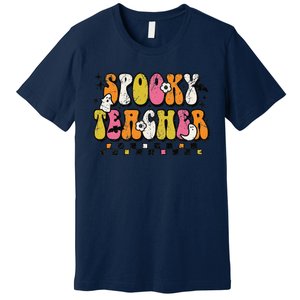 Funny Spooky Season Retro Spooky Teacher Halloween Costume Day Premium T-Shirt