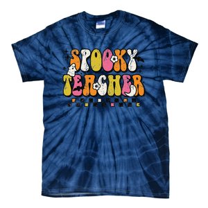 Funny Spooky Season Retro Spooky Teacher Halloween Costume Day Tie-Dye T-Shirt