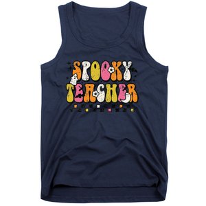 Funny Spooky Season Retro Spooky Teacher Halloween Costume Day Tank Top