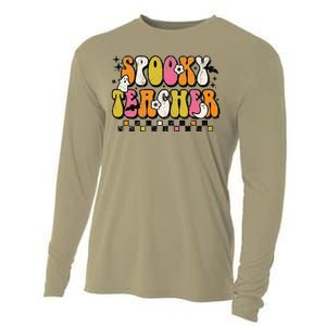 Funny Spooky Season Retro Spooky Teacher Halloween Costume Day Cooling Performance Long Sleeve Crew