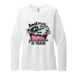 Funny Sarcastic Splish Splash Your Opinion Is Trash Raccoon Womens CVC Long Sleeve Shirt