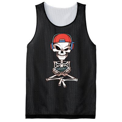 Funny Skeleton Skull Video Gamer Halloween Outfit Mesh Reversible Basketball Jersey Tank